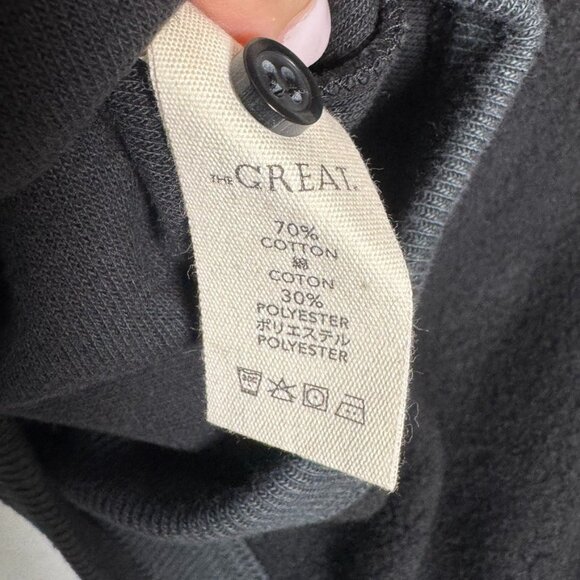 The Great THE FLEECE HENLEY SWEATSHIRT In Black Size 0 XS Oversized $195 - Picture 7 of 11